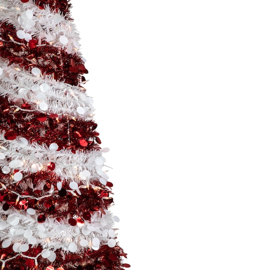 6ft. Pre-Lit Candy Cane Pop-Up Artificial Christmas Tree, Clear Lights